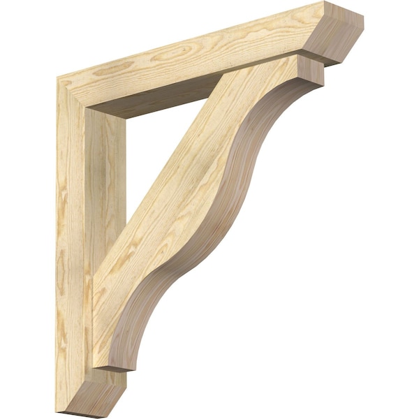 Ekena Millwork Funston Slat Rough Sawn Bracket w/ Offset Brace, Douglas Fir, 6"W x 34"D x 34"H BKT0604X34X34FST06RDF - main